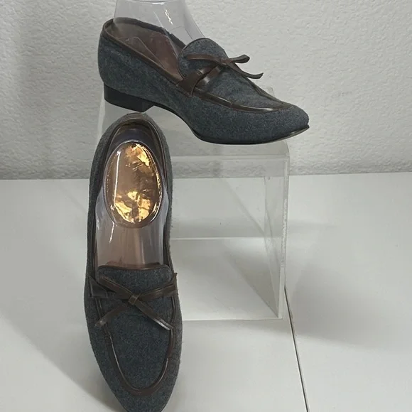 J. Crew Flannel Academy Loafers Gray and Brown Women's Loafers 7.5 - Picture 2 of 12